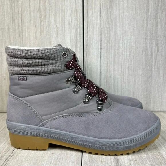 NEW Keds Camp Boot Grey Lace Up Ankle Bootie Comfort Shoe Womens Size 8 - Picture 1 of 11